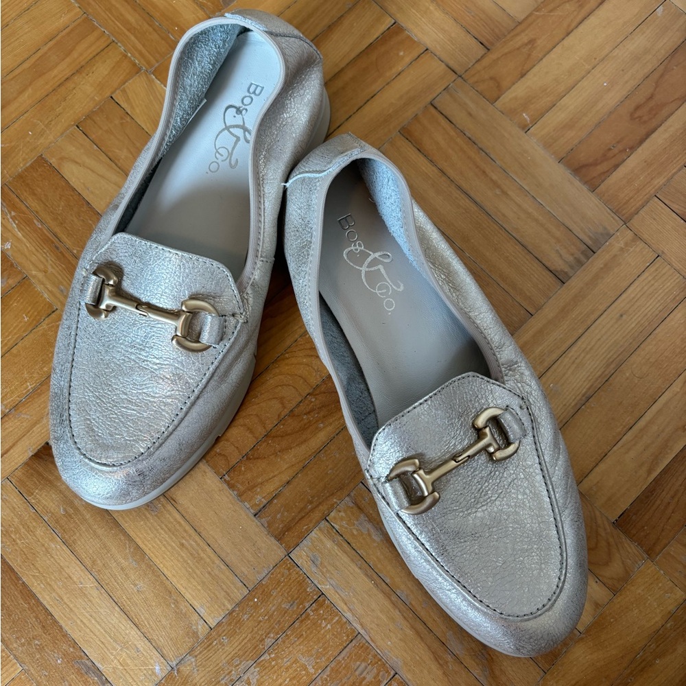 Silver/Gold Leather Loafers for Women from Bos & Co.